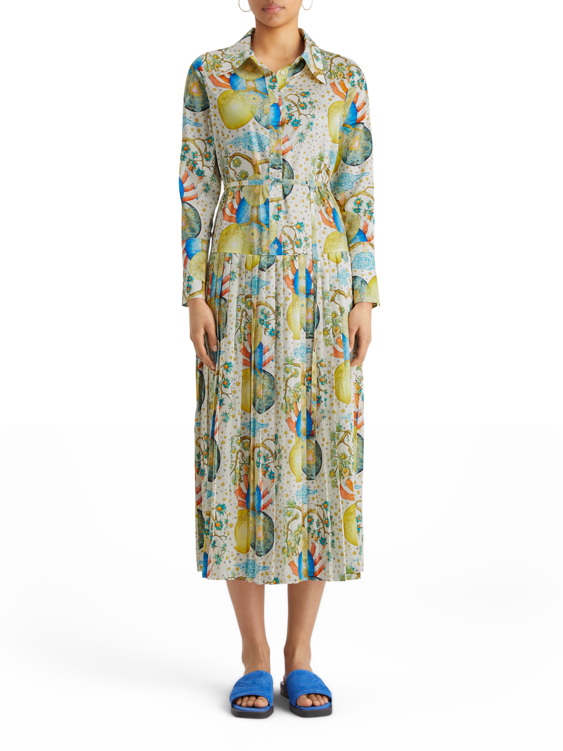 Maxi-Plissee-Kleid mit Botschafts-Print