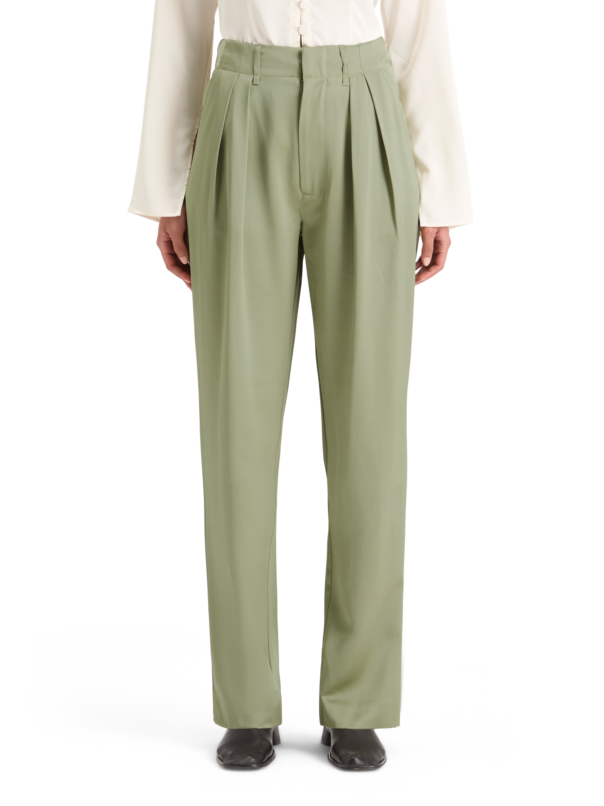 FAYE SATIN HIGH RISE RELAXED TAPERED LEG