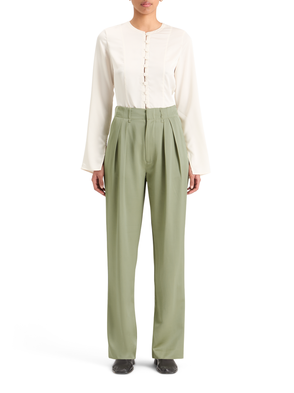 FAYE SATIN HIGH RISE RELAXED TAPERED LEG