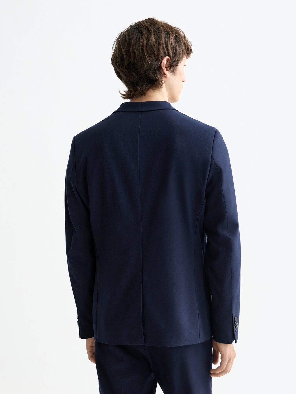 ESSENTIALS UNCONSTRUCTED PEAK LAPEL WOOL BLAZER - NIGHT