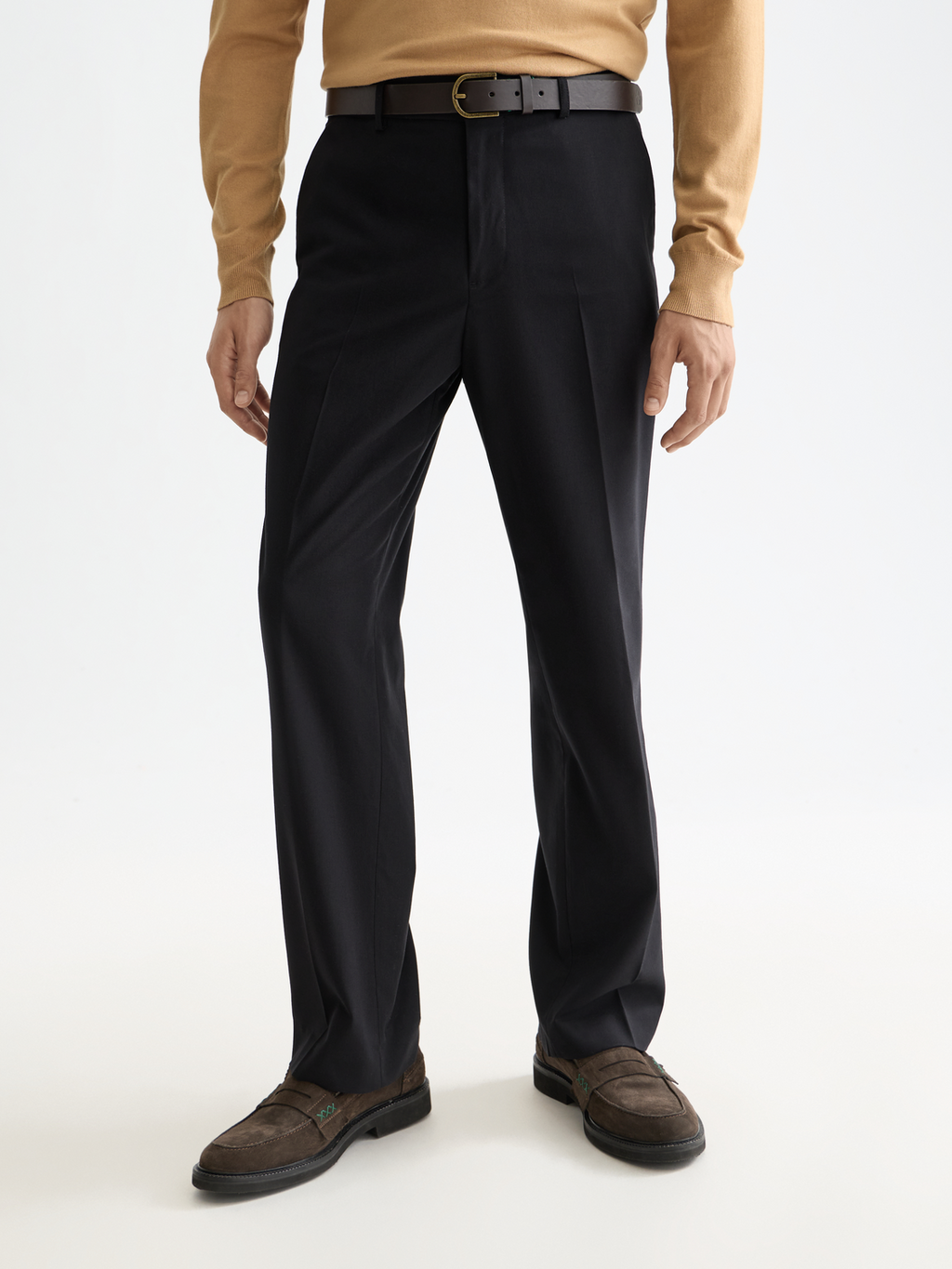 Essentials RELAXED STRAIGHT WOOL BLEND CHINO - BLACK