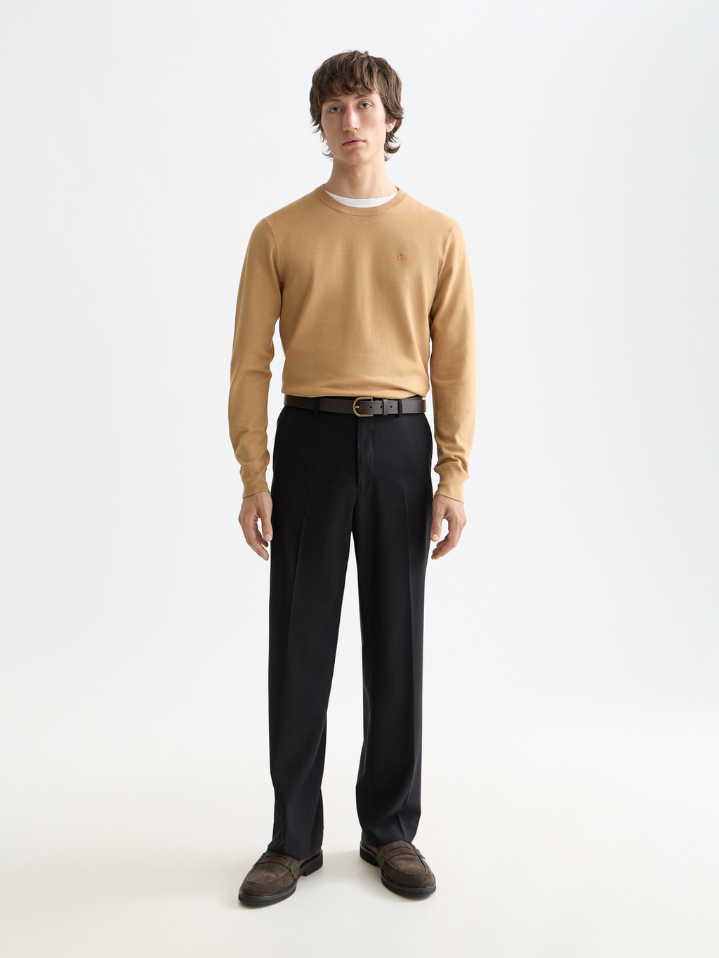 Essentials RELAXED STRAIGHT WOOL BLEND CHINO - BLACK