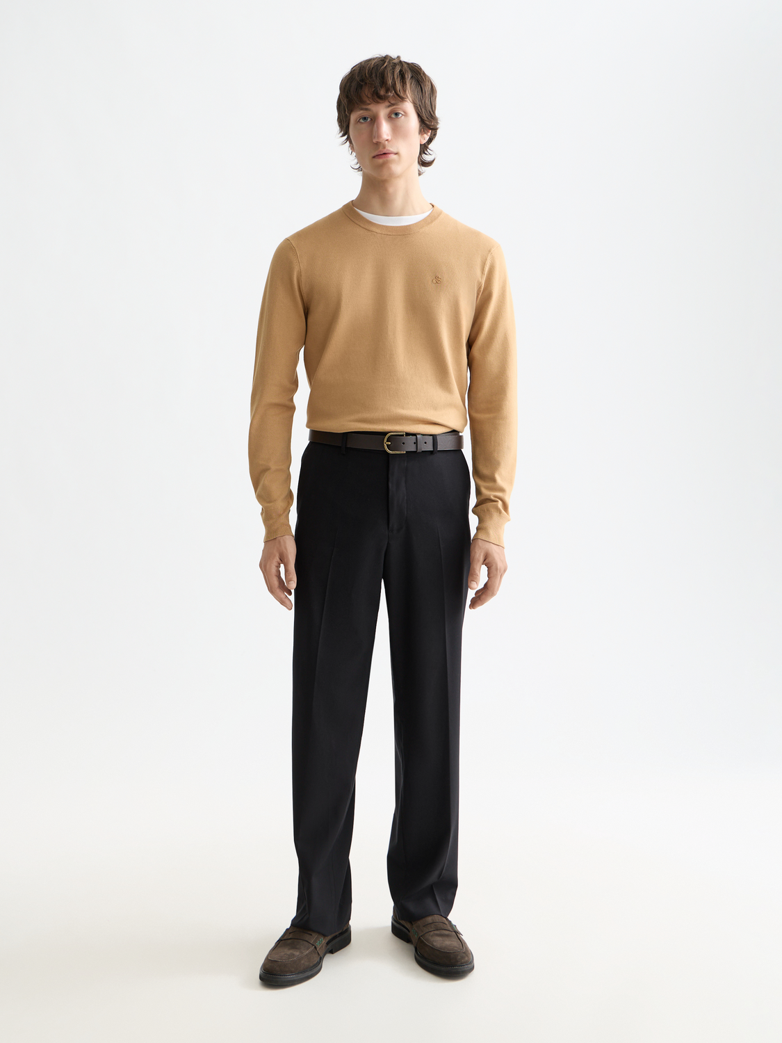 Essentials RELAXED STRAIGHT WOOL BLEND CHINO - BLACK