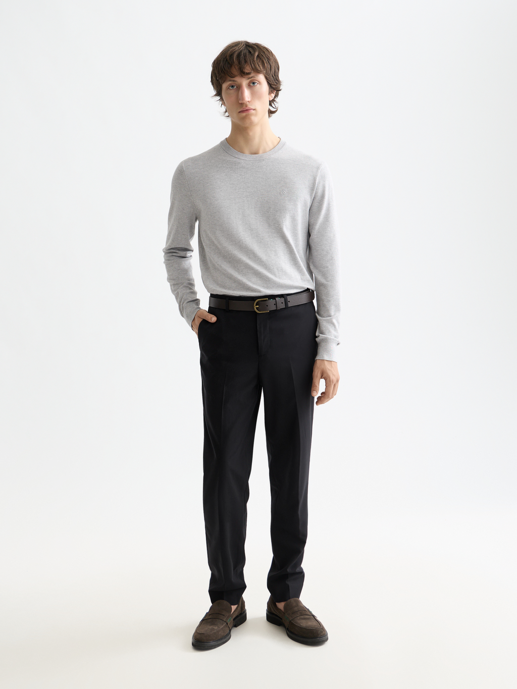 Essentials RELAXED STRAIGHT WOOL BLEND CHINO - NIGHT