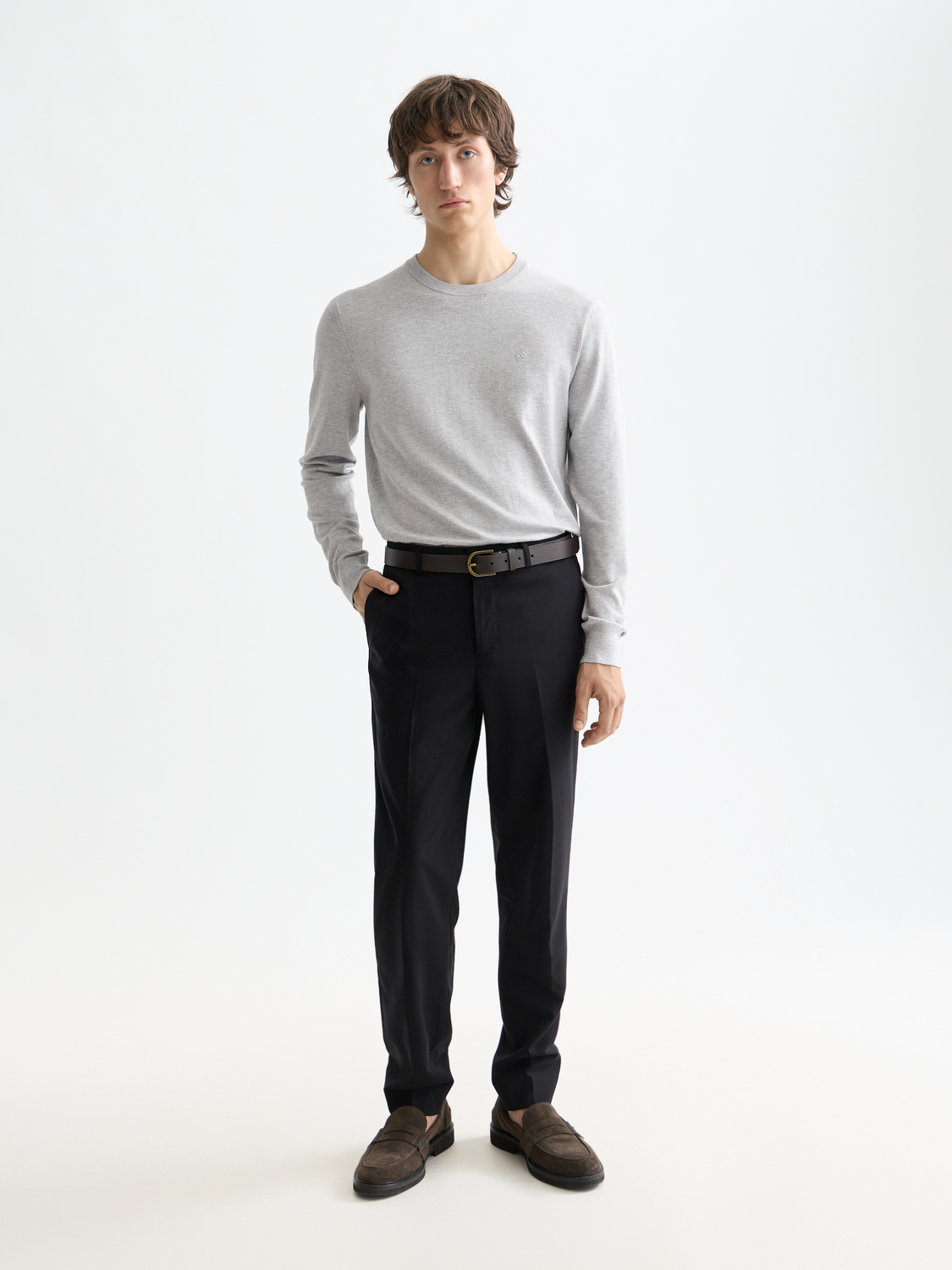 Essentials RELAXED STRAIGHT WOOL BLEND CHINO - NIGHT