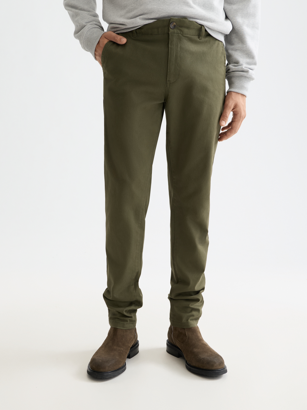 Essentials MOTT STRETCH COTTON CHINO - KHAKI