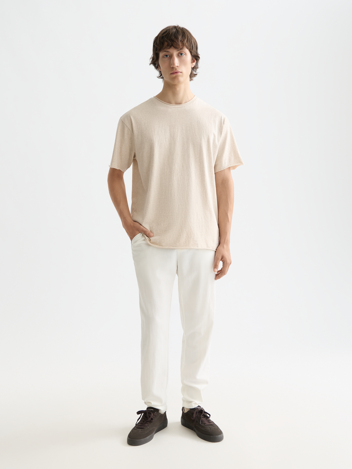 Essentials WARREN COTTON/LINEN TWILL JOGGER - OFF WHITE