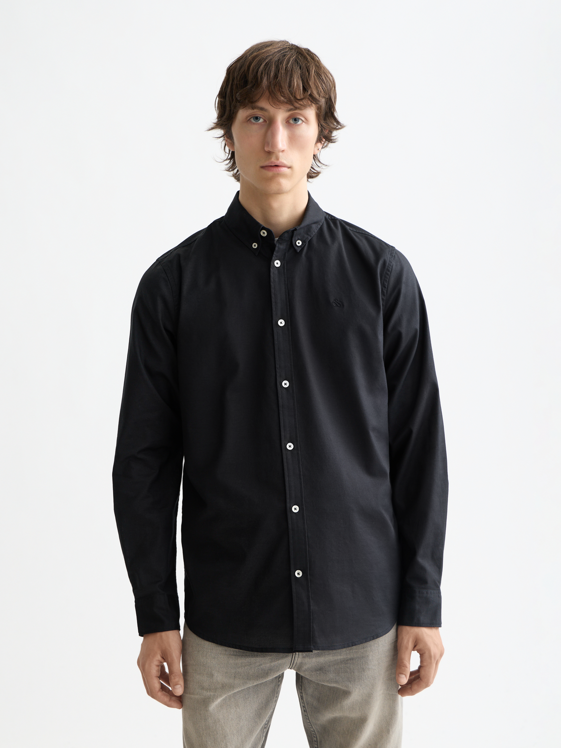 Essentials OXFORD SOLID Shirt - BLACK