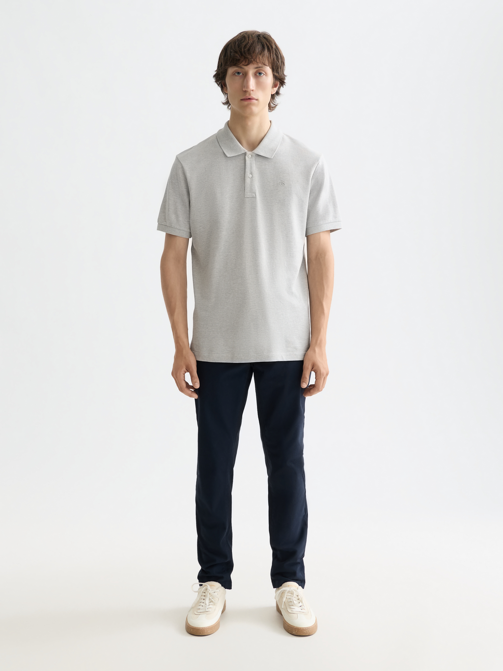 Essentials LOGO PIQUE POLO - GREY MELANGE