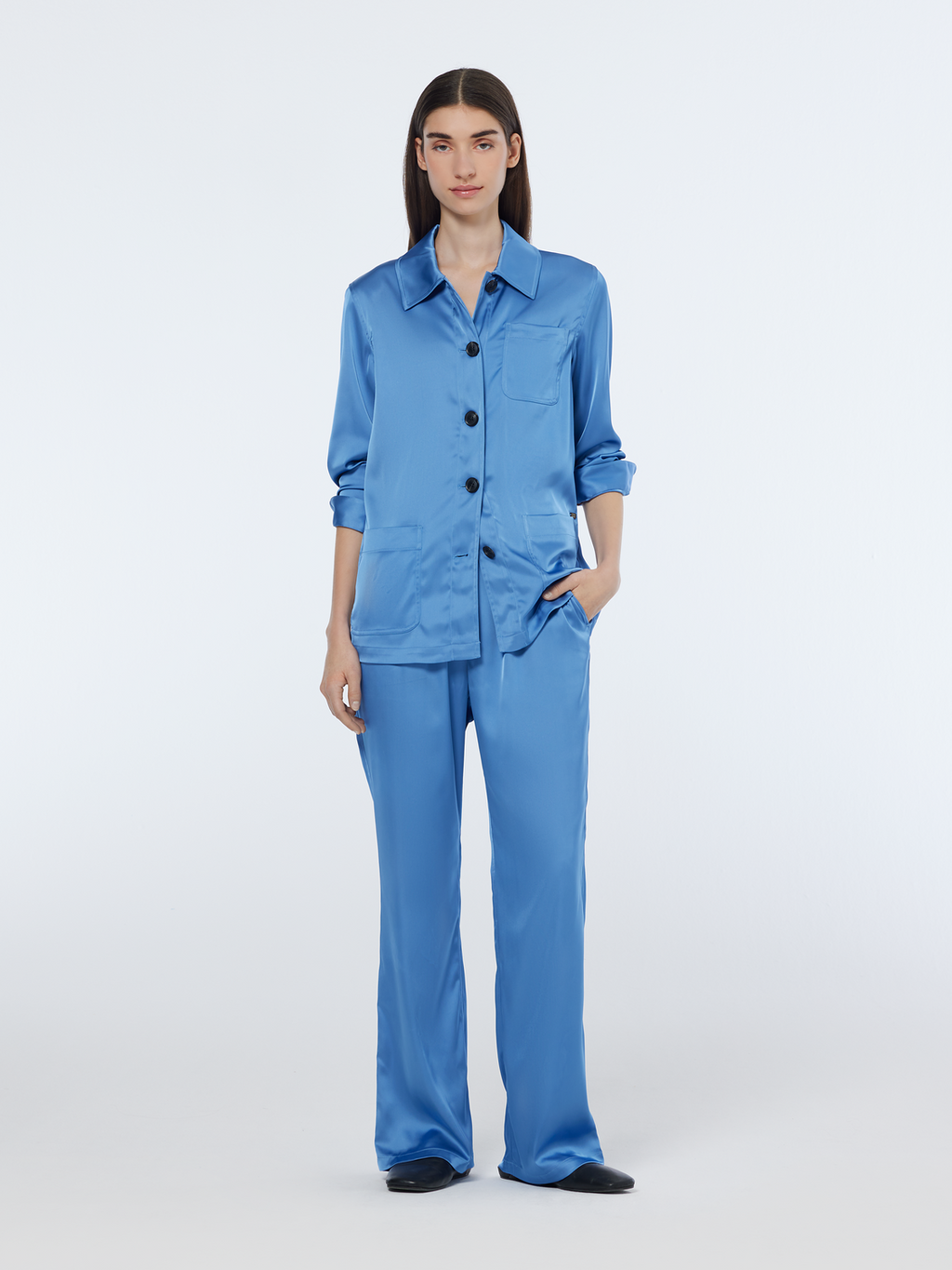 Mae mid-rise bootcut satin pant