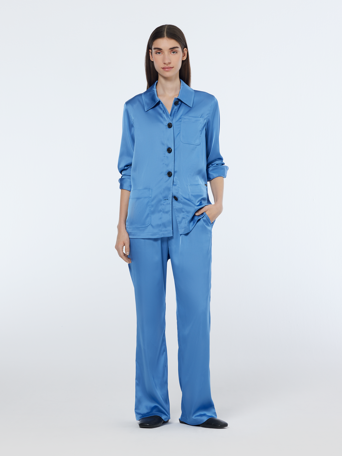 Mae mid-rise bootcut satin pant