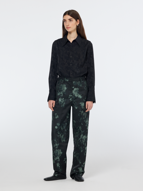 Ripple floral jacquard straight leg pant