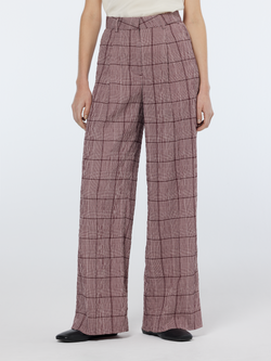 Rose high-rise wide-leg prince of wales seersucker pant