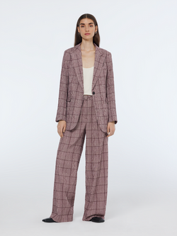 Rose high-rise wide-leg prince of wales seersucker pant