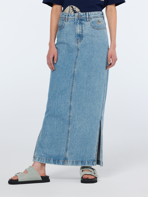 Low rise denim maxi skirt   Lakehouse