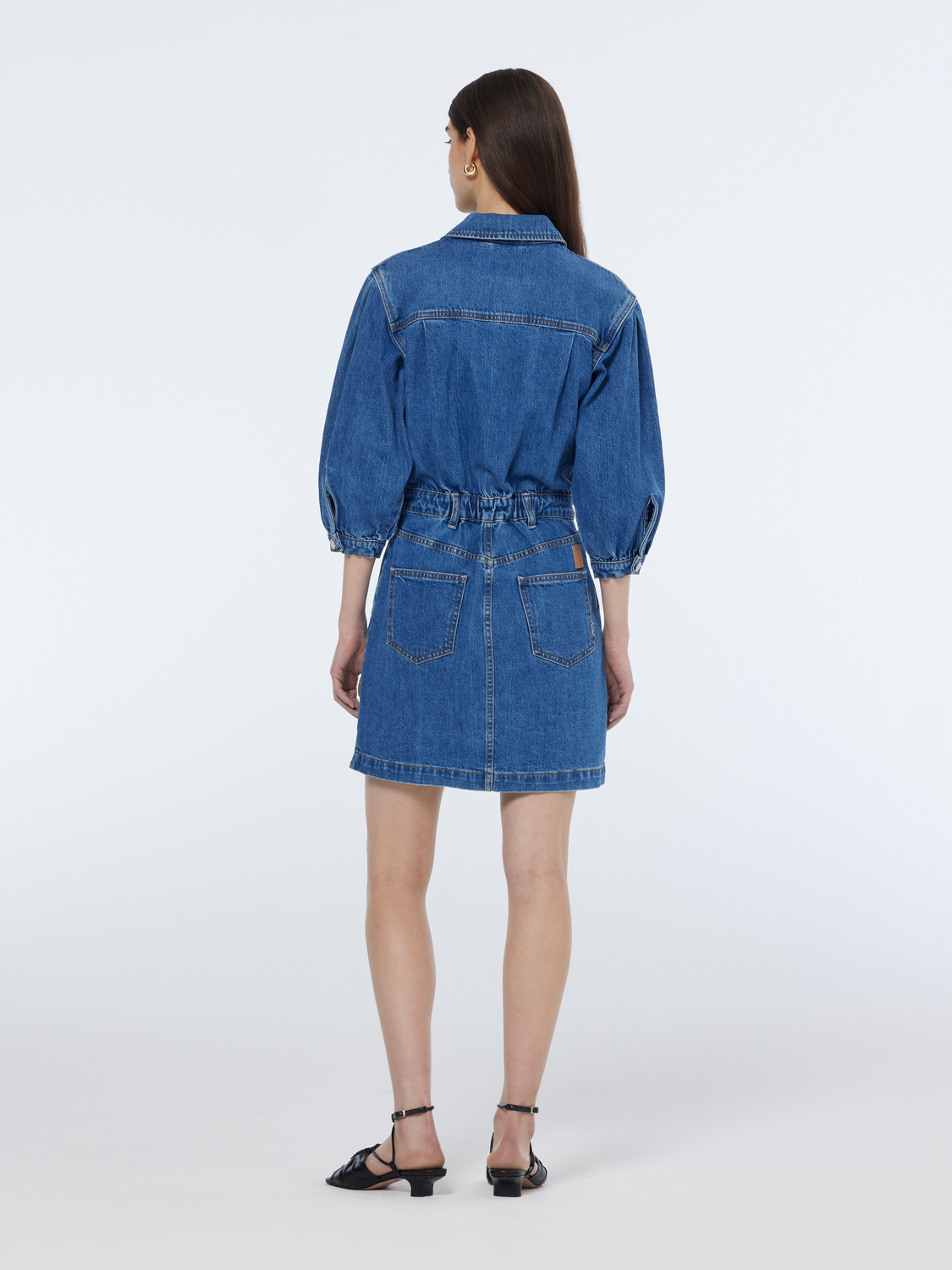 button up denim dress