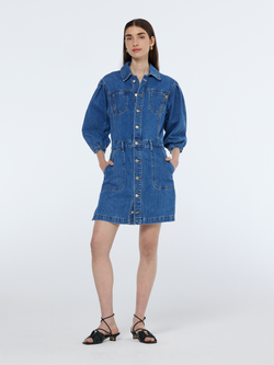 Washed button through denim dress