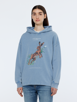 Washed artwork oversized hoodie