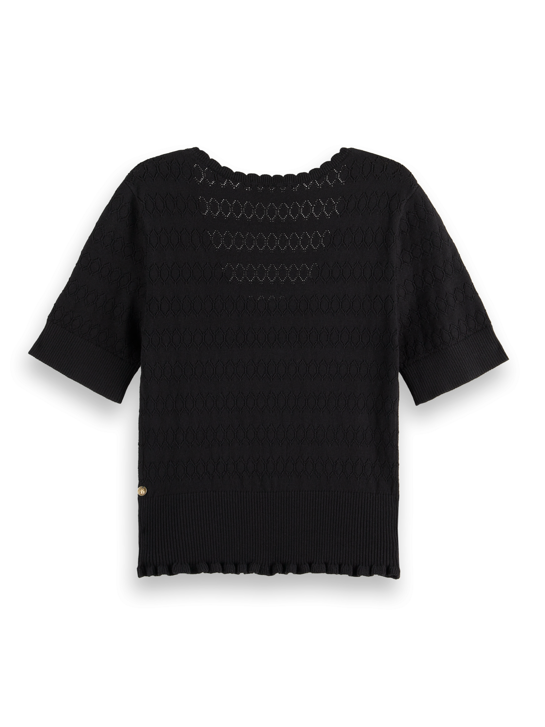 Pointelle stitch knitted tee