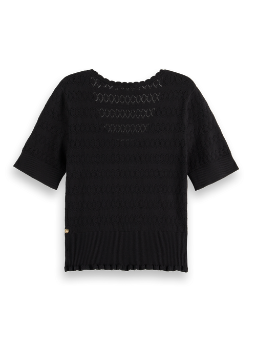 Pointelle stitch knitted tee