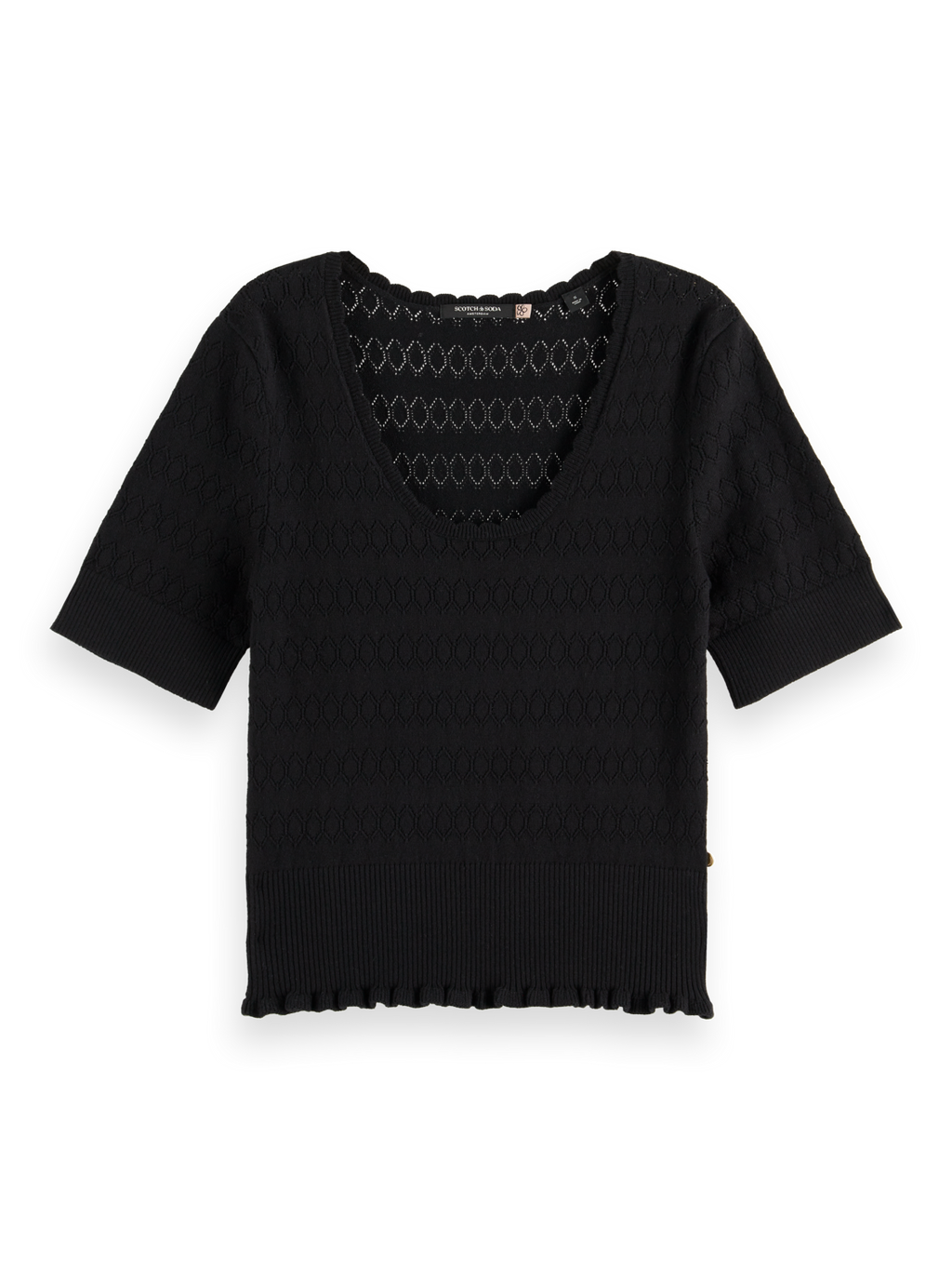 Pointelle stitch knitted tee