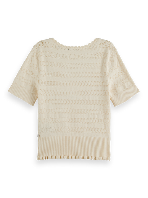 Pointelle stitch knitted tee