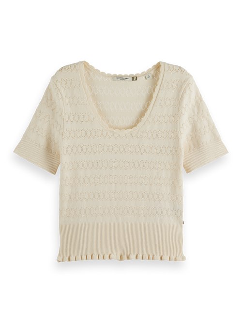 Pointelle stitch knitted tee