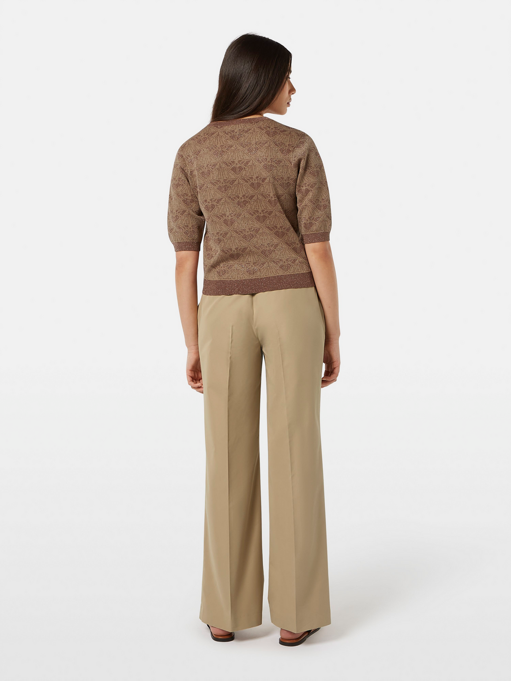 Monogram jacquard cropped pullover