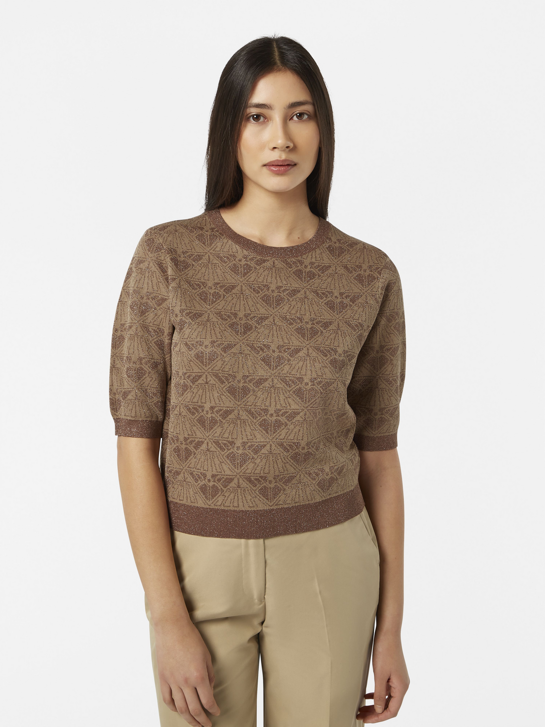 Monogram jacquard cropped pullover