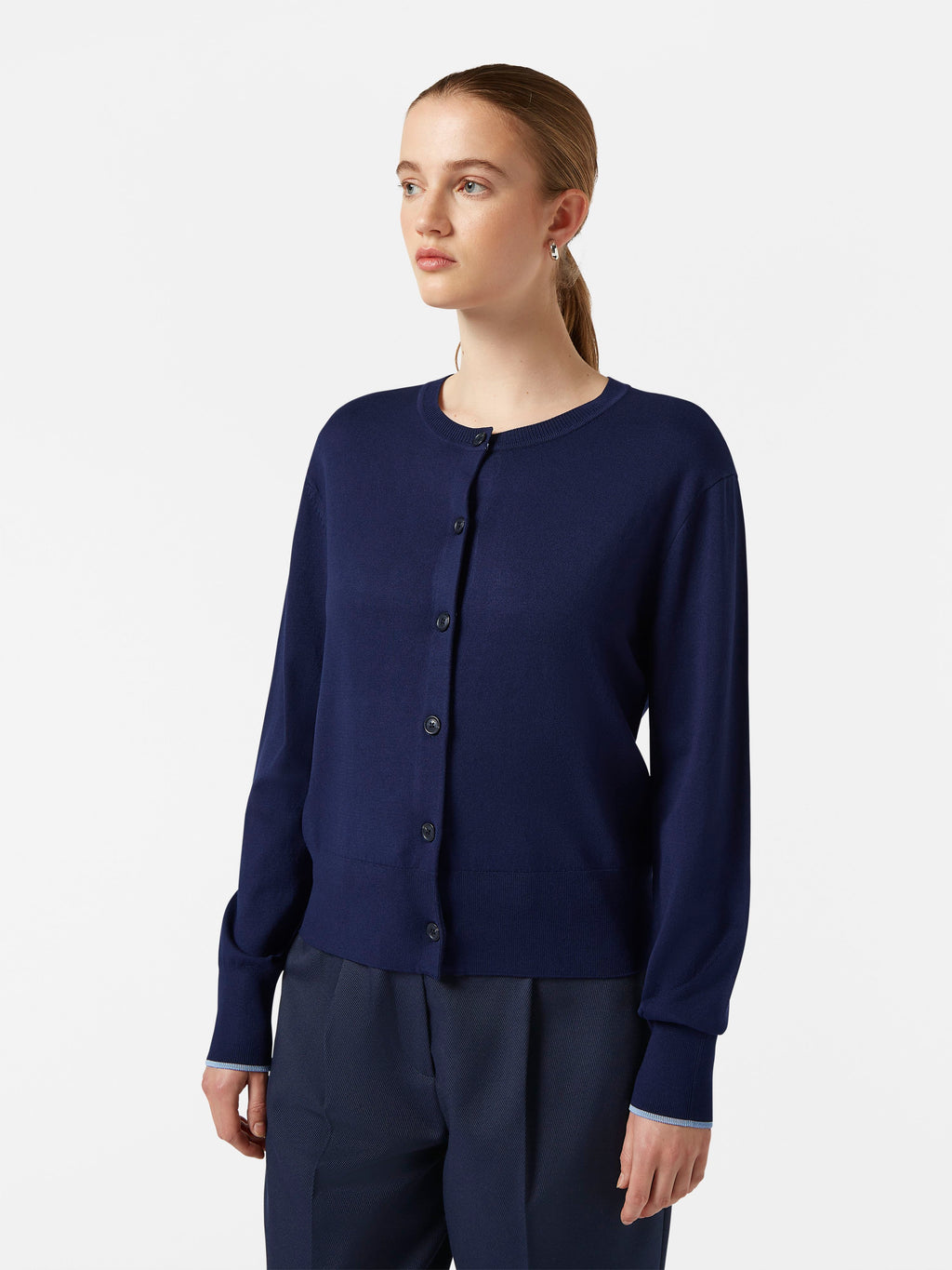 Crew neck relaxed cardigan