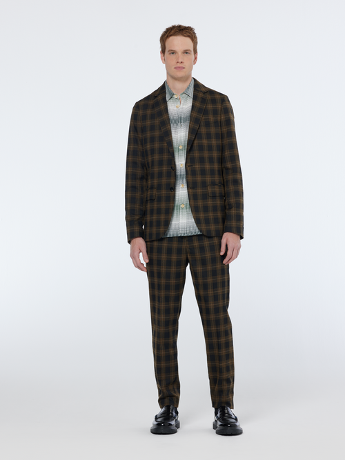 Single-breasted yarn-dyed check regular fit blazer