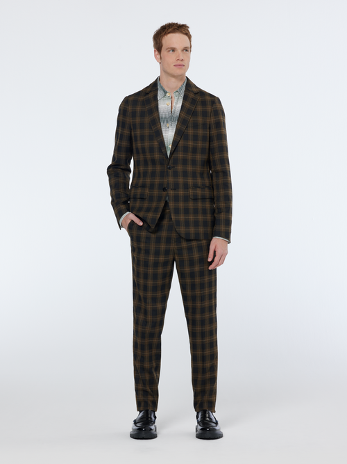 Single-breasted yarn-dyed check regular fit blazer