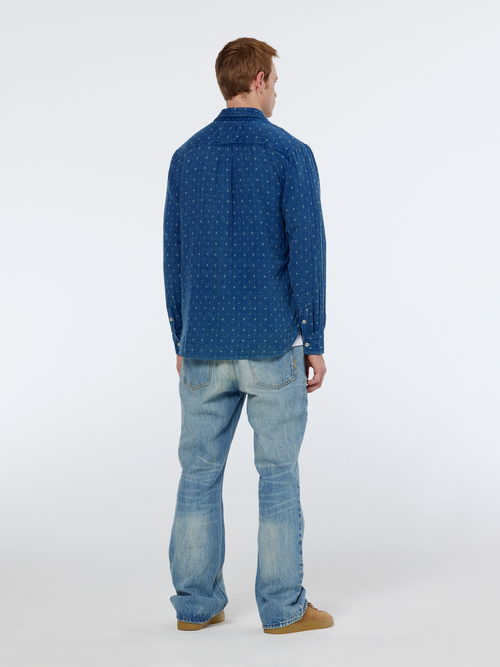 Special denim weave with wash effects shirt