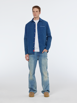 Special denim weave with wash effects shirt