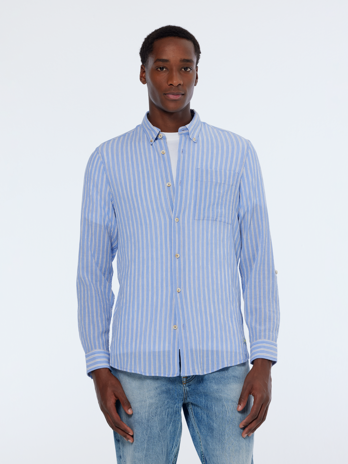 Regular crinkle striped shirt
