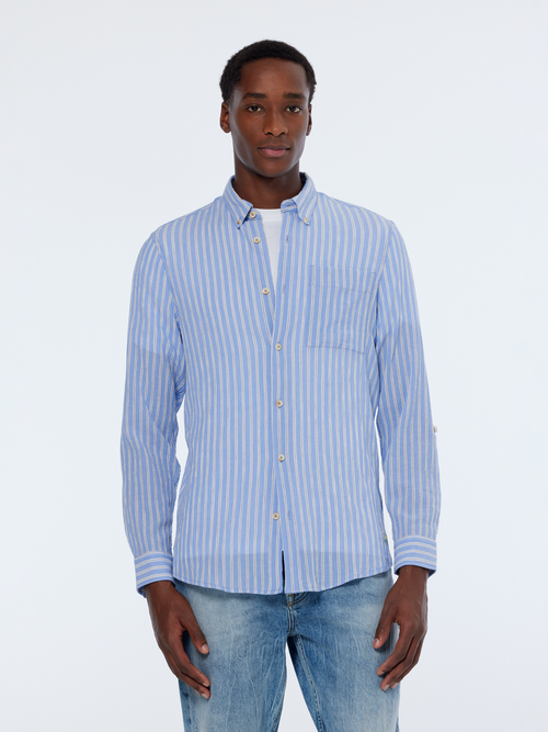 Regular fit crinkle striped shirt