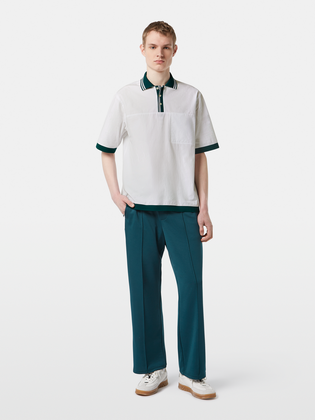 Relaxed poplin polo shirt