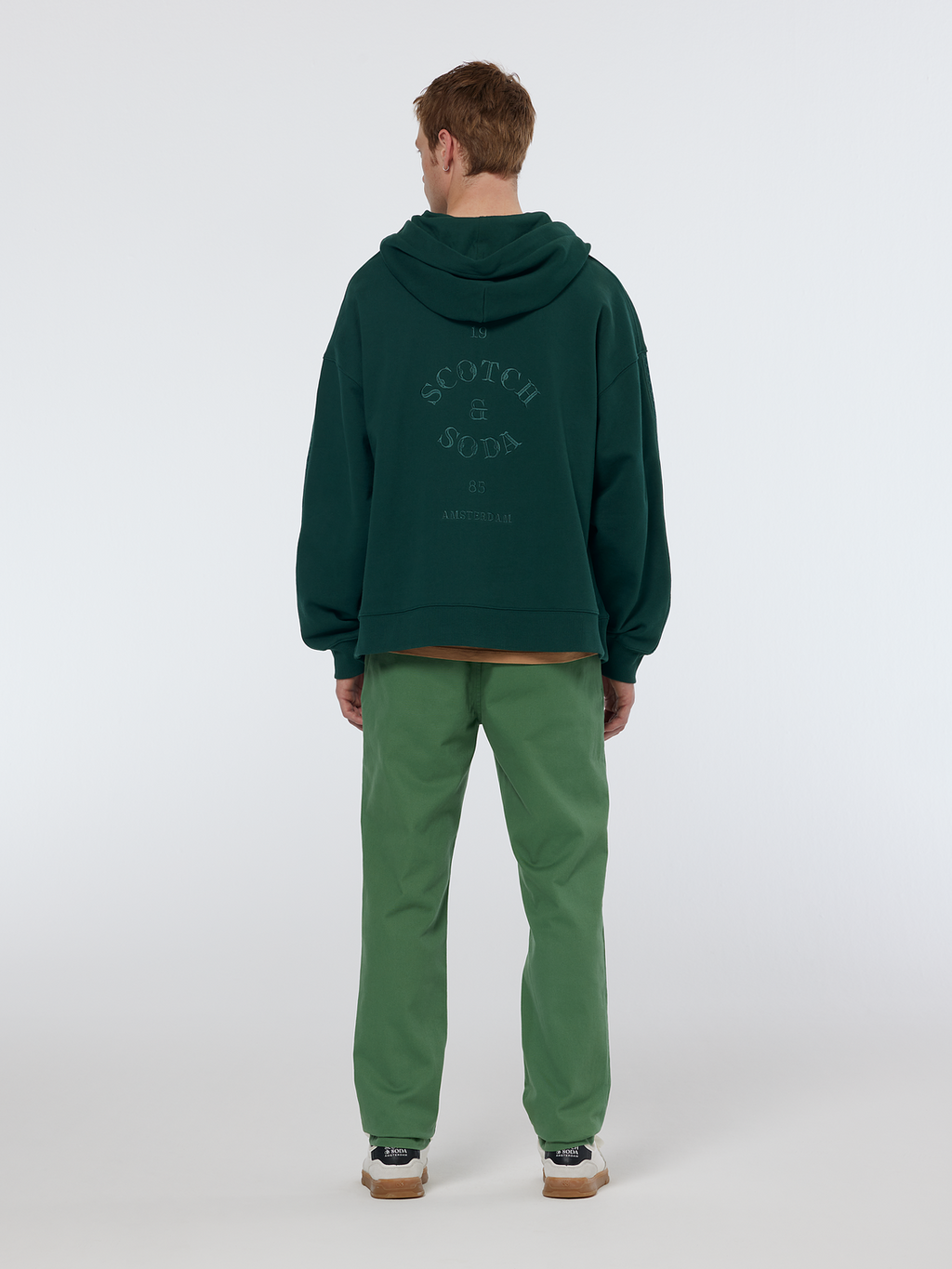 Rib insert zipped loose hoodie