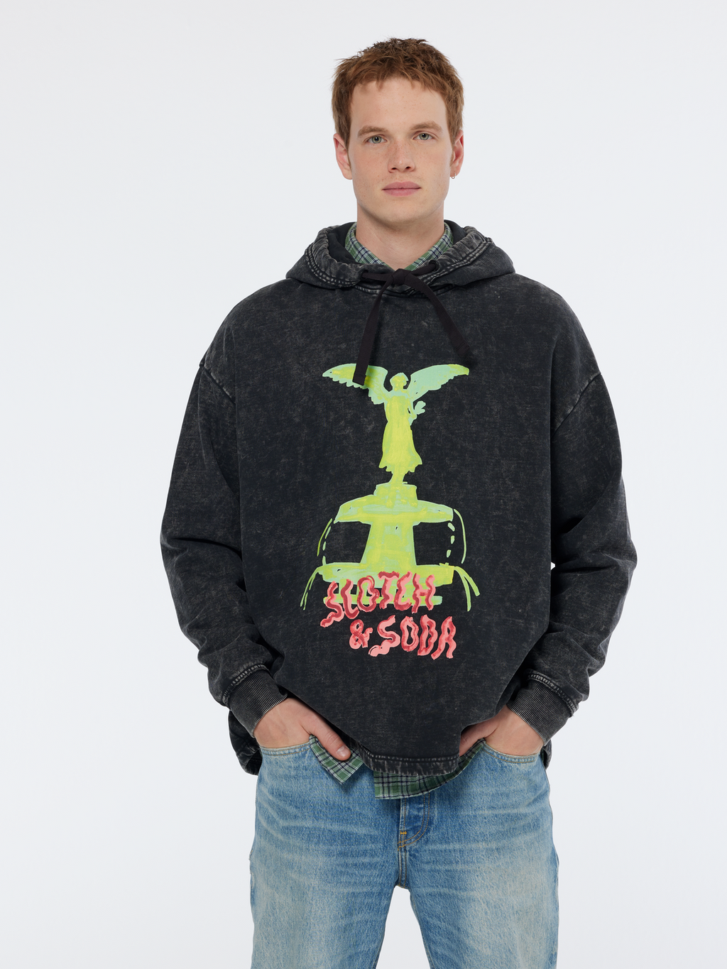 Washed artwork relaxed hoodie