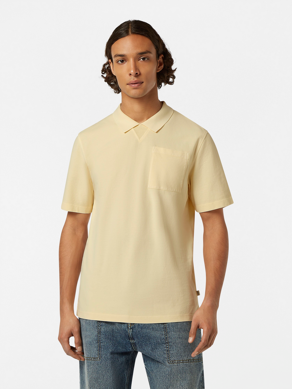 Garment dye pique pocket polo