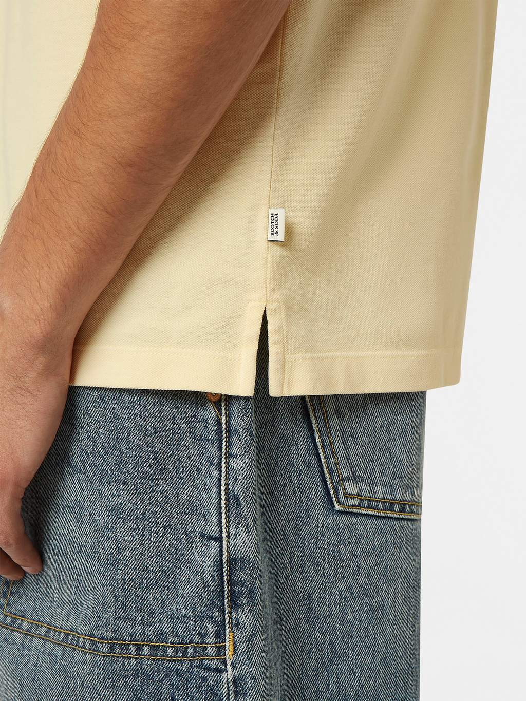 Garment dye pique pocket polo