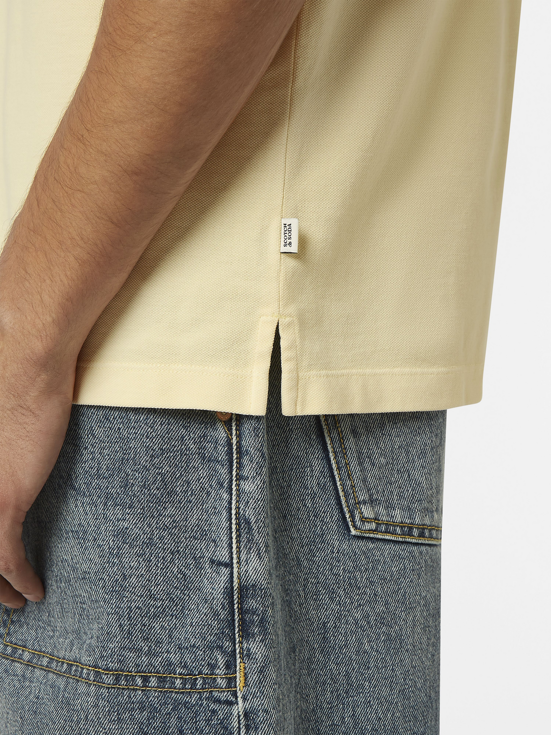 Garment dye pique pocket polo