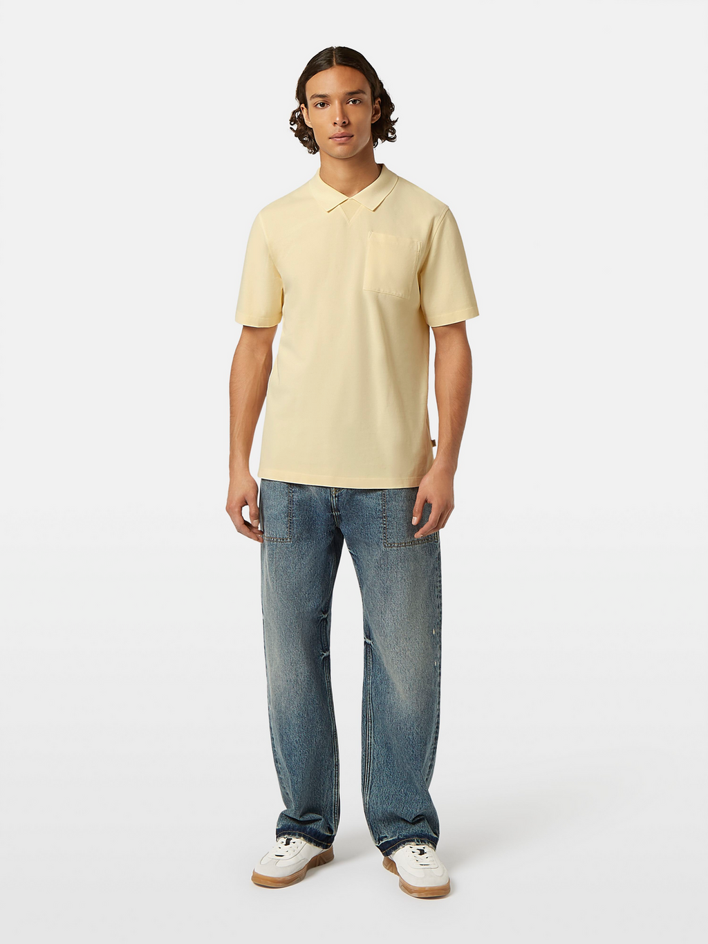 Garment dye pique pocket polo