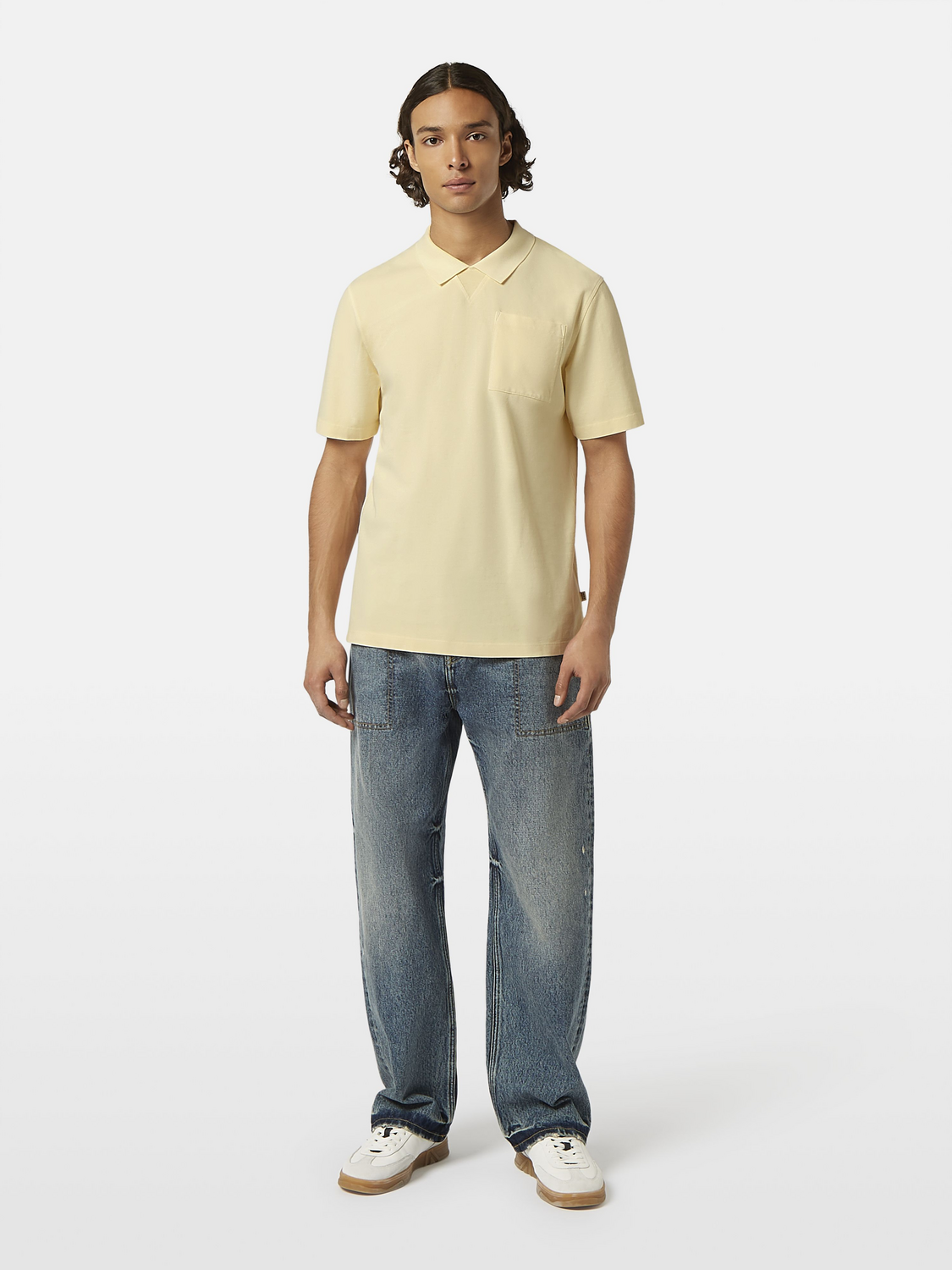 Garment dye pique pocket polo