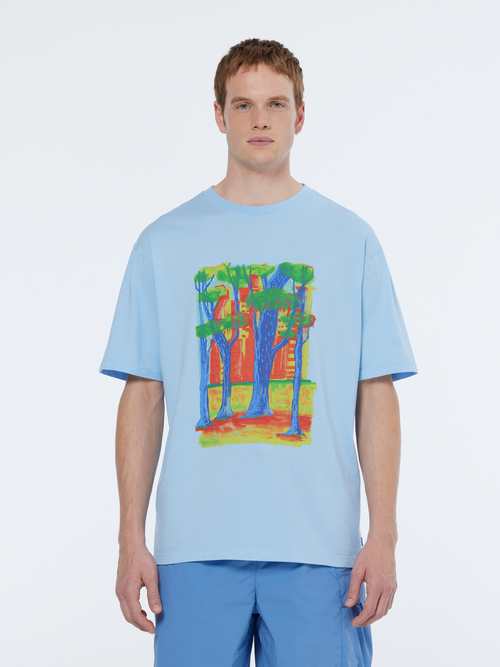 “Scotch & Soda” Front Chest Artwork Sweat LightBlue Front chest artwork relaxed fit t-shirt – Scotch & Soda