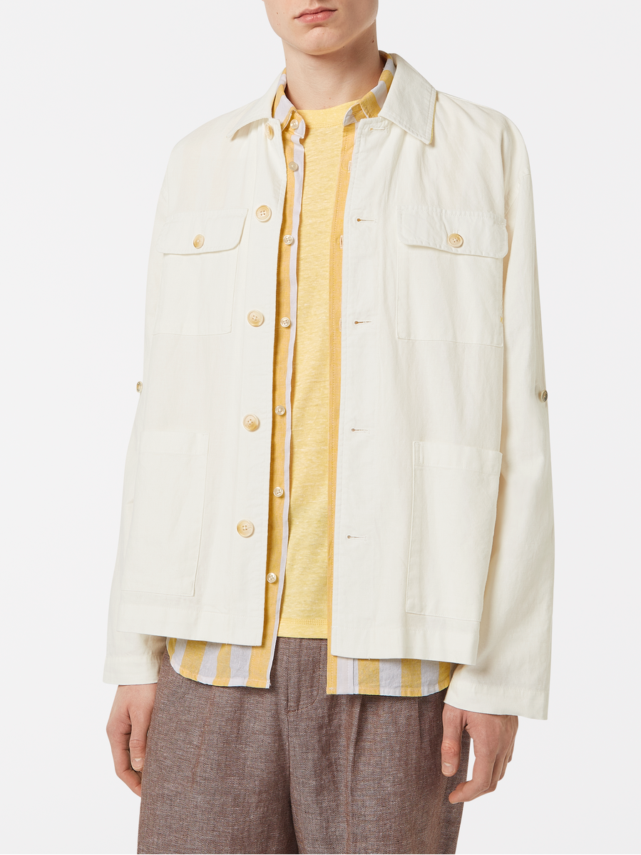 Relaxed cotton-linen shirt jacket