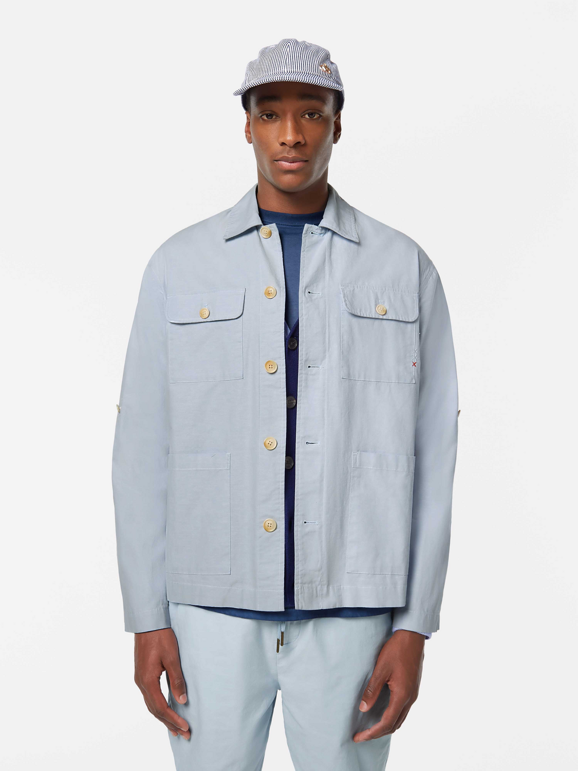 Relaxed cotton-linen shirt jacket