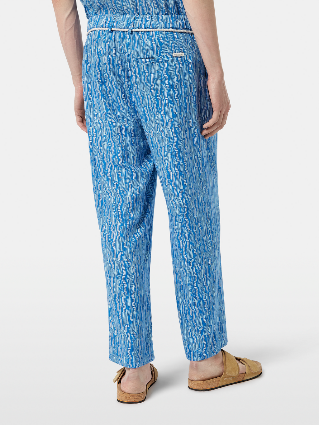 Printed linen-blend jogger