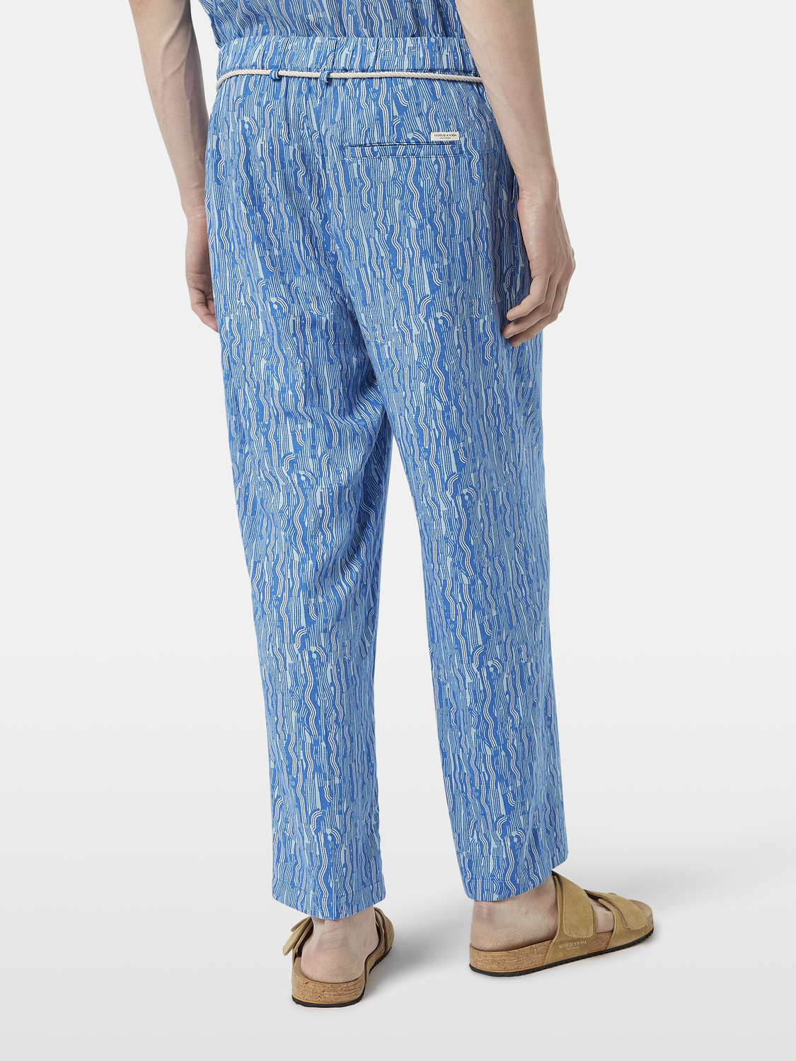 Printed linen-blend jogger