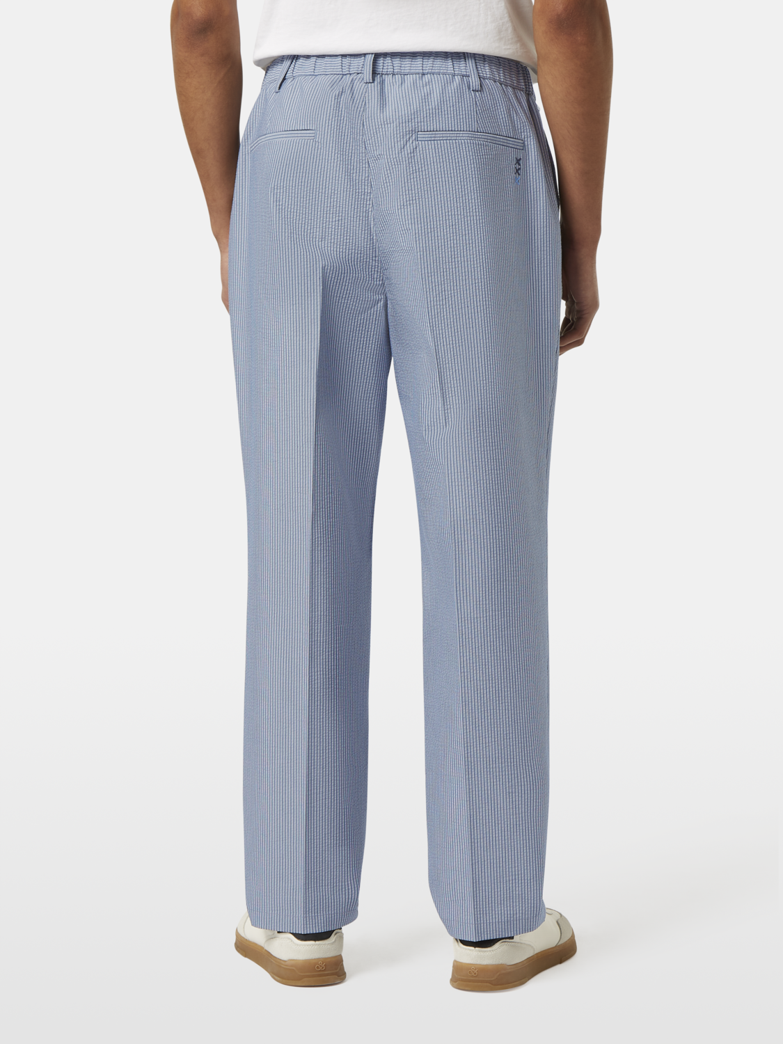 Nylon-trimmed seersucker chino